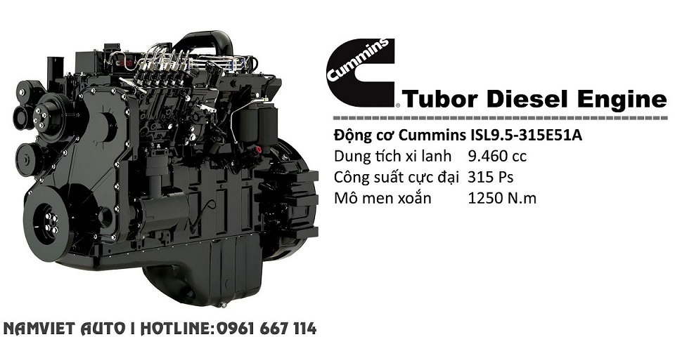 động cơ cummins isl315 -50 của xe tải 4 chân dongfeng hoàng huy