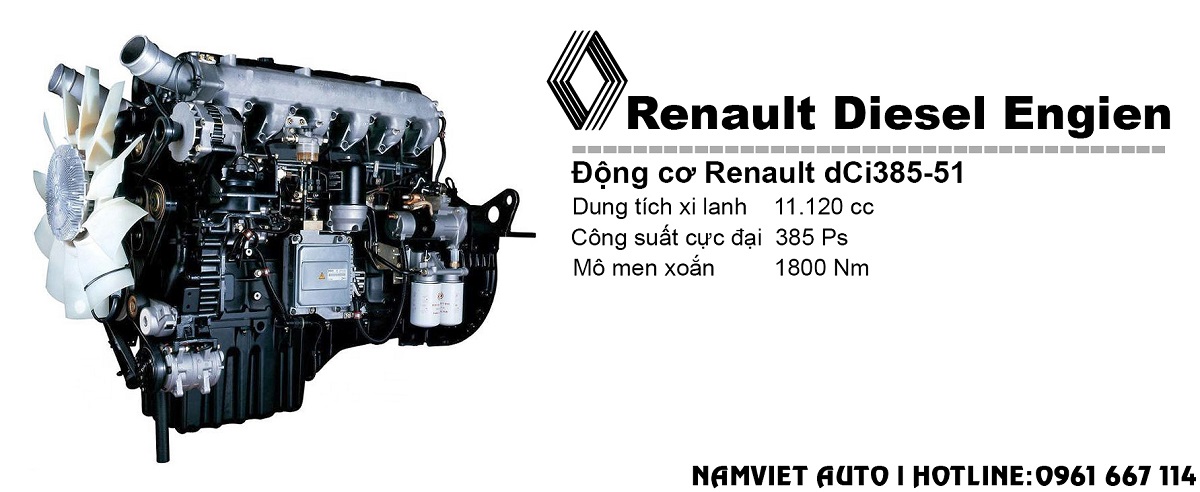 Động cơ xe ben 4 chân dongfeng hoàng huy - Renault DCI385 ( xuất sứ pháp )