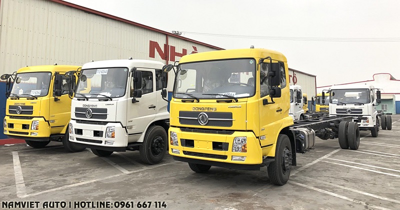 khung gầm chassis, sắt xi xe tải thùng kín dongfeng hoàng huy b180 thùng dài 9.7 m tải 7.5 tấn