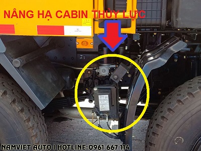 hệ thống nâng hạ cabin thủy lực 2 chức năng, xe ben 4 chân dongfeng hoàng huy