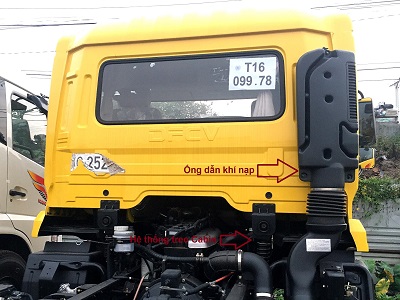 ống dẫn khí nạp xe tải dongfeng hoàng huy b180 thùng kín