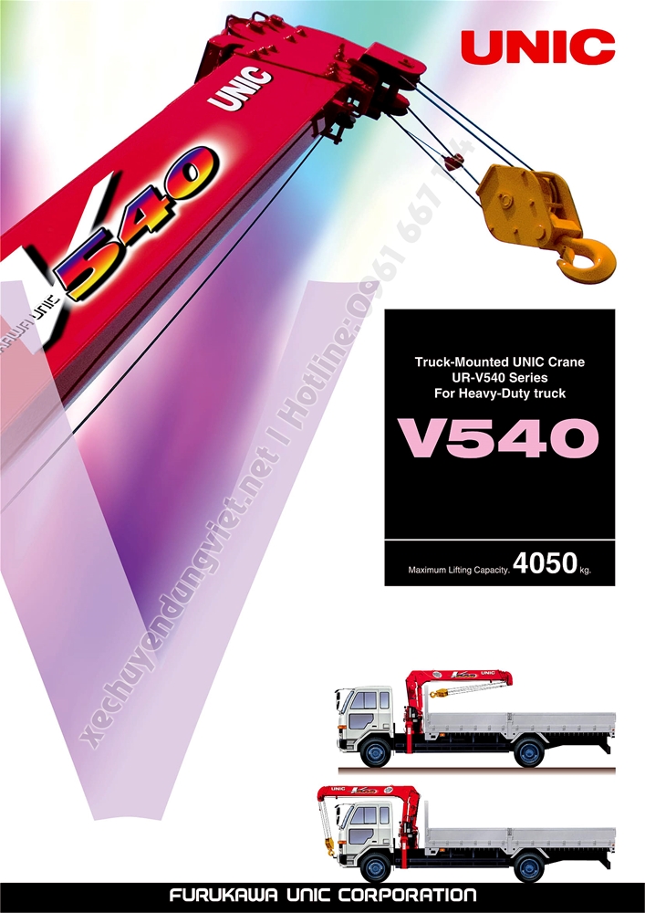 thông số kỹ thuật cần cẩu tự hành unic model urv540