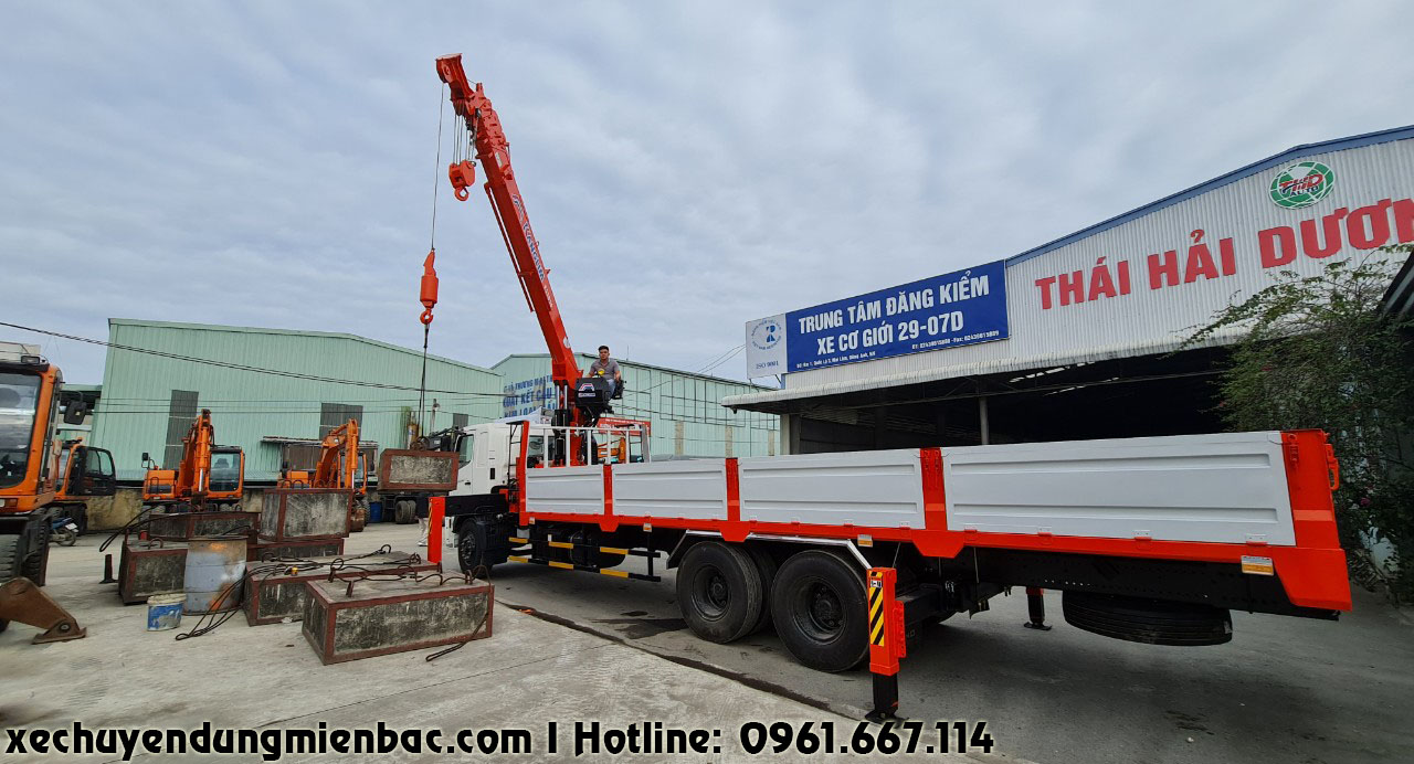 thử tải xe cẩu tự hành 8 tấn kanglim ks056 xe hino fm