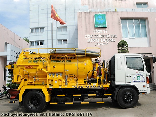  bán xe hút bùn thông cống phun nước áp lực cao tích hợp đầu phá bùn  xe hút chất thải 5 khối 6 khối 7 khối hino fg8 fg8jjsb fg8jj7a giá rẻ tại miền nam
