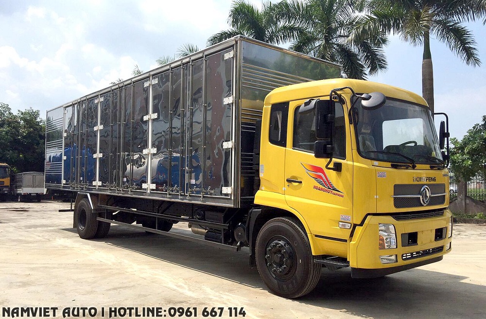 bán xe tải thùng kín dongfeng hoàng huy nhập khẩu 180 mở 3 cửa sường chuyên chở pallet điện tử