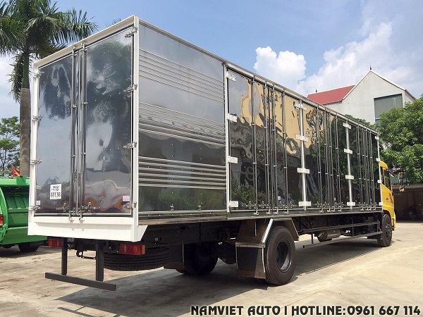 bán xe tải thùng kín dongfeng b180 siêu dài 9m7 chở linh kiện điện tử tại hưng yên