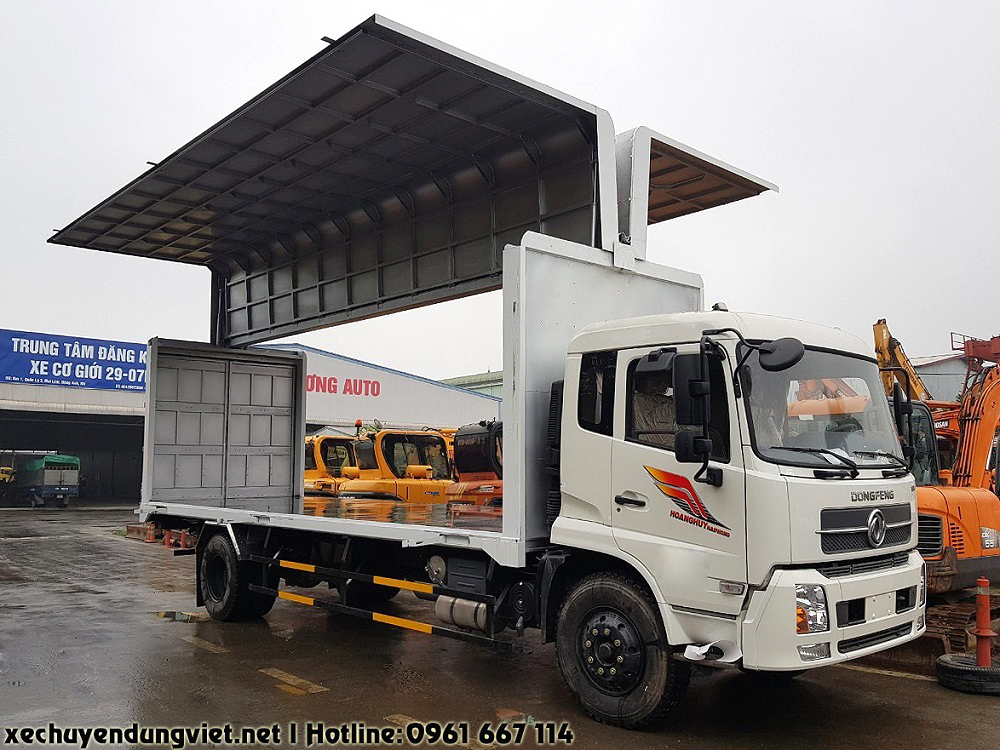 Đóng thùng kín cánh rơi trên xe tải dongfeng hoàng huy b180 theo yêu cầu của khách hàng