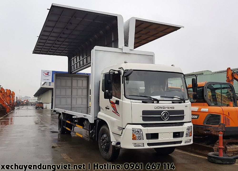 bán xe tải thùng kín cánh rơi dongfeng hoàng huy b180 tại bắc ninh