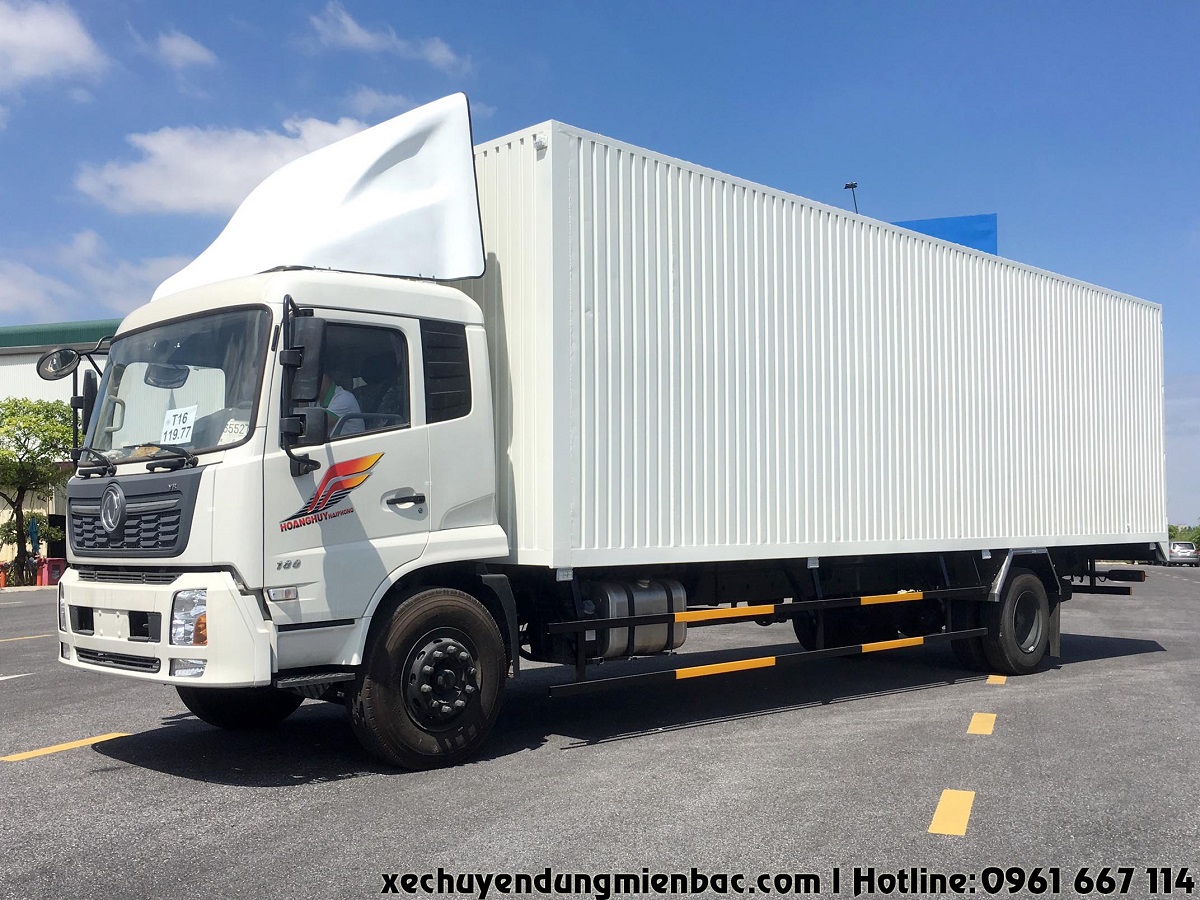 xe tải thùng kín chở pallet dongfeng b180 dạng container dài 9m7