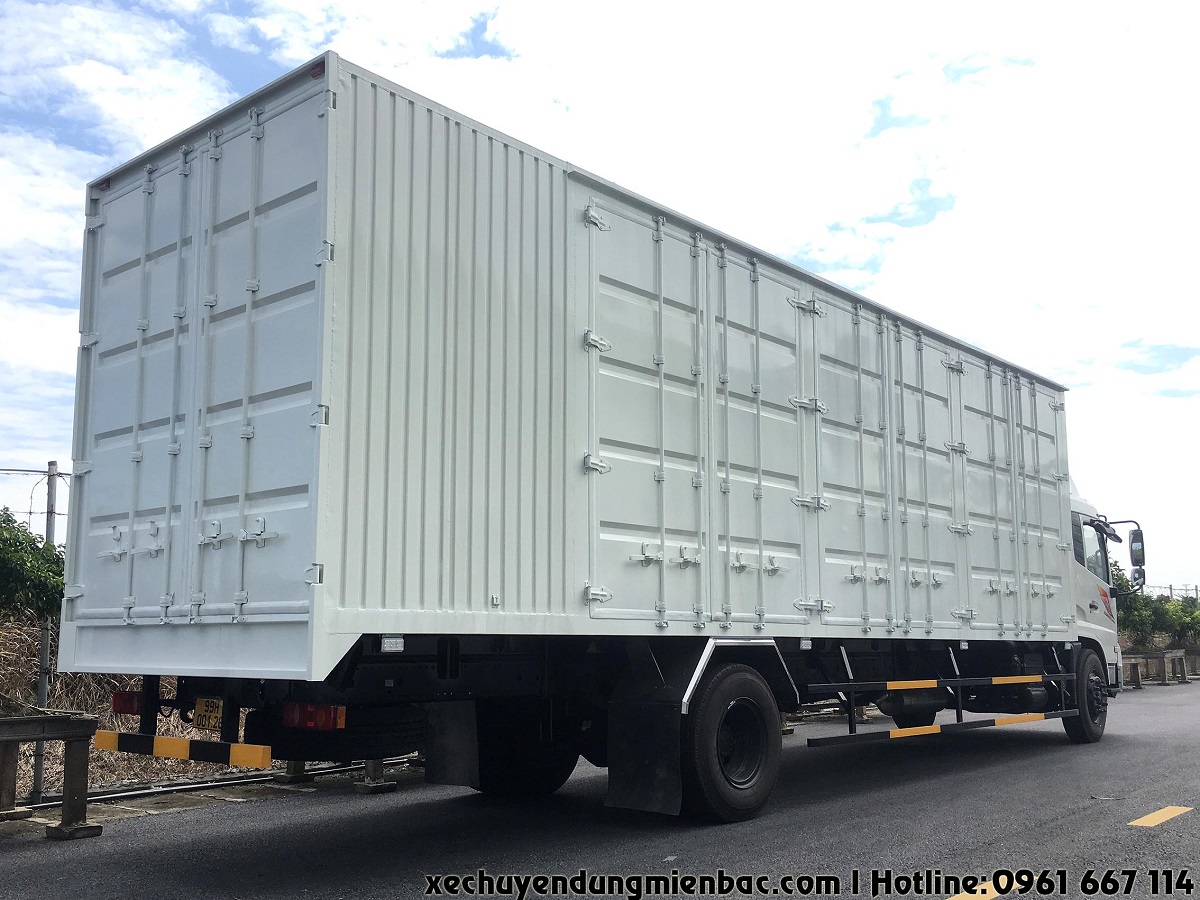 xe tải thùng kín container dongfeng b180 chở pallet dài 9,7m