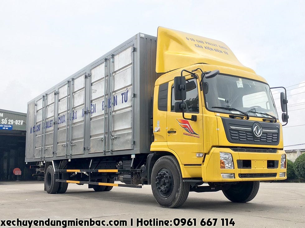 xe tải thùng kín chở pallet chứa cấu kiện điện tử dongfeng b180 dài 9,7m