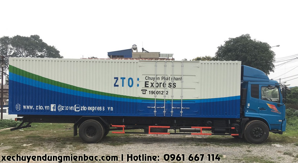 xe tải thùng kín dongfeng thùng dài 9m7